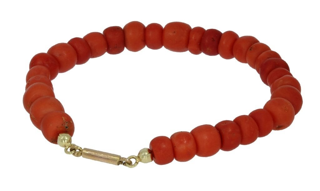 Bloedkoraal antieke fraaie armband 14k slot goud vintage