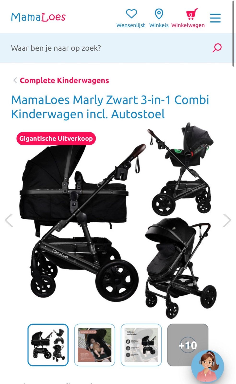 MamaLoes Marly Zwart 3-in-1 Combi Kinderwagen incl. Autostoe, Nieuw, Combiwagen, Met autostoeltje, Ophalen