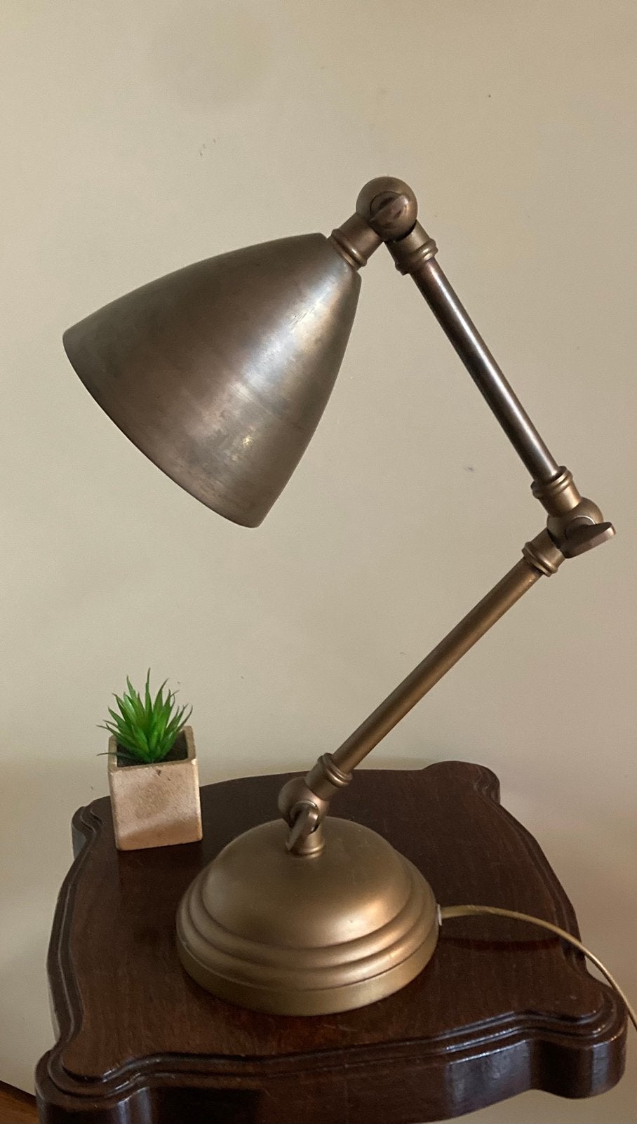 Vintage koperen oude bureaulamp messing verstelbaar., Overige materialen, Bureaulamp, Vintage, Ophalen of Verzenden
