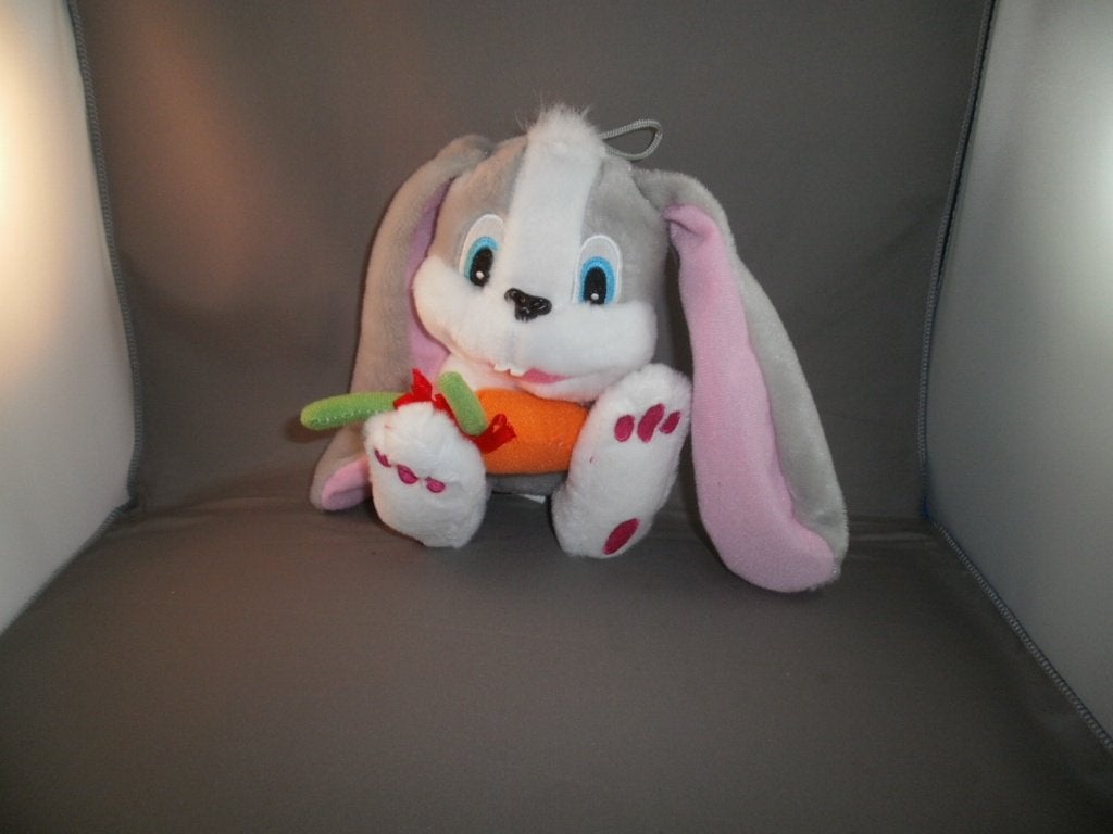 konijn snuffie grijs wit oranje wortel lange oren roze/grijs, Overige merken, Ophalen of Verzenden, Wasbaar, Middelgroot (20 tot 80 cm)