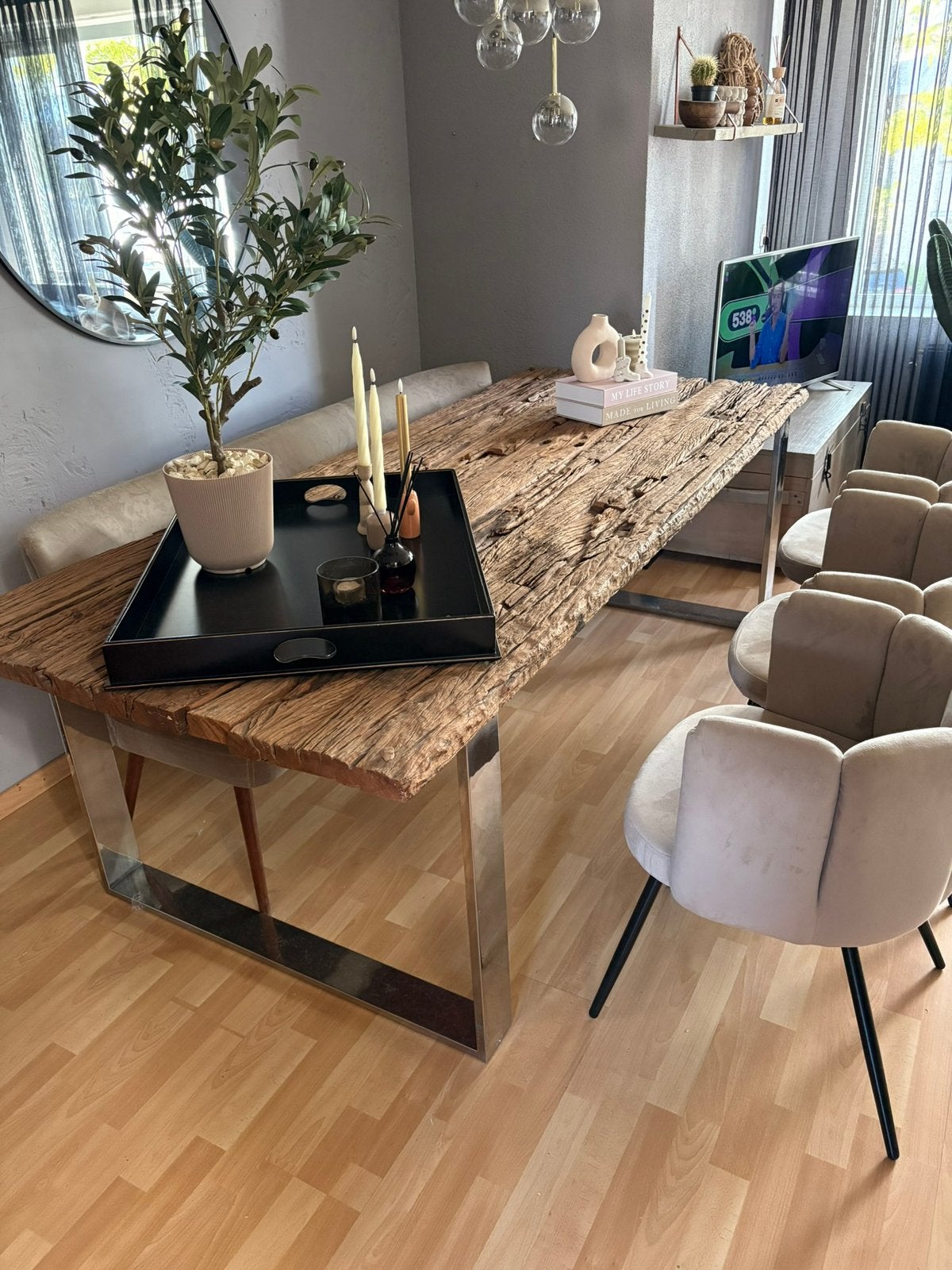 Kare Design Rustico eettafel 2.40 x 1.05, Ophalen, Zo goed als nieuw, Rechthoekig, 200 cm of meer