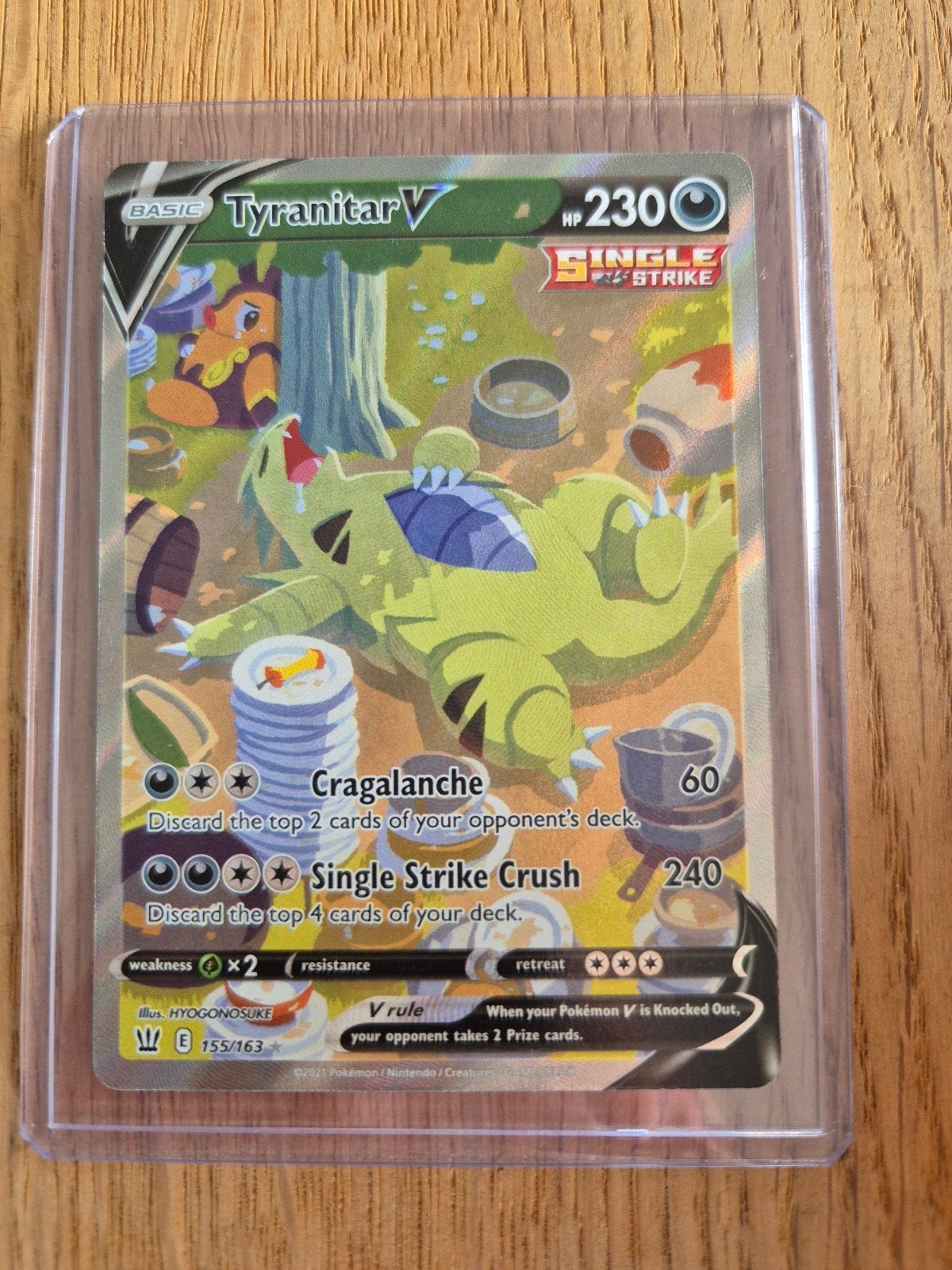 Pokémon TCG: Tyranitar V - Battle Styles (155/163), Ophalen of Verzenden, Zo goed als nieuw, Losse kaart