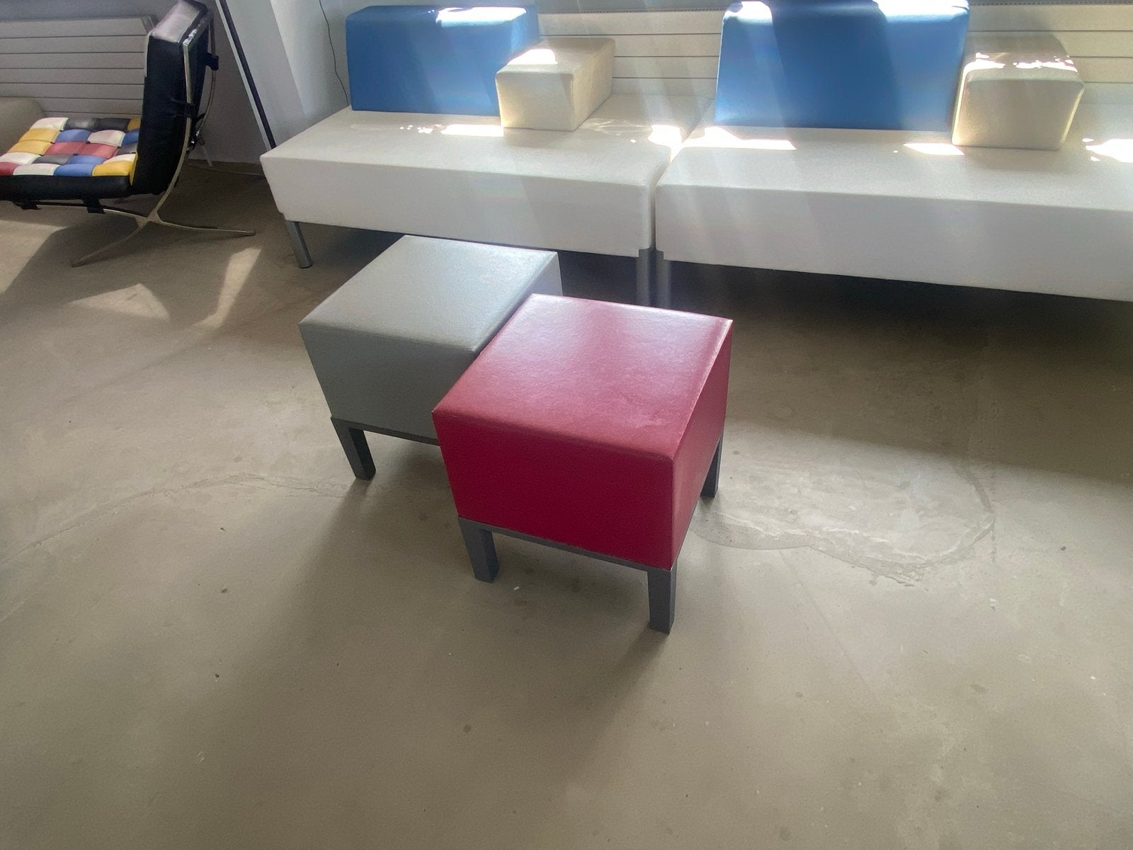 Moderne banken blauw-wit, Ophalen, Kunststof, Tweepersoons, 75 tot 100 cm