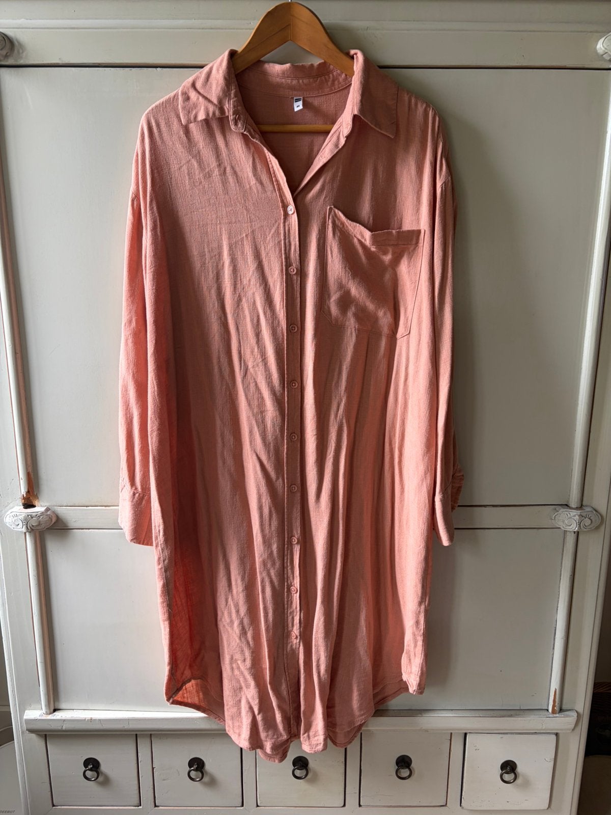 Linnen blouse jurk,  M, Kleding | Dames, Ophalen of Verzenden, Zo goed als nieuw, Roze, Onder de knie