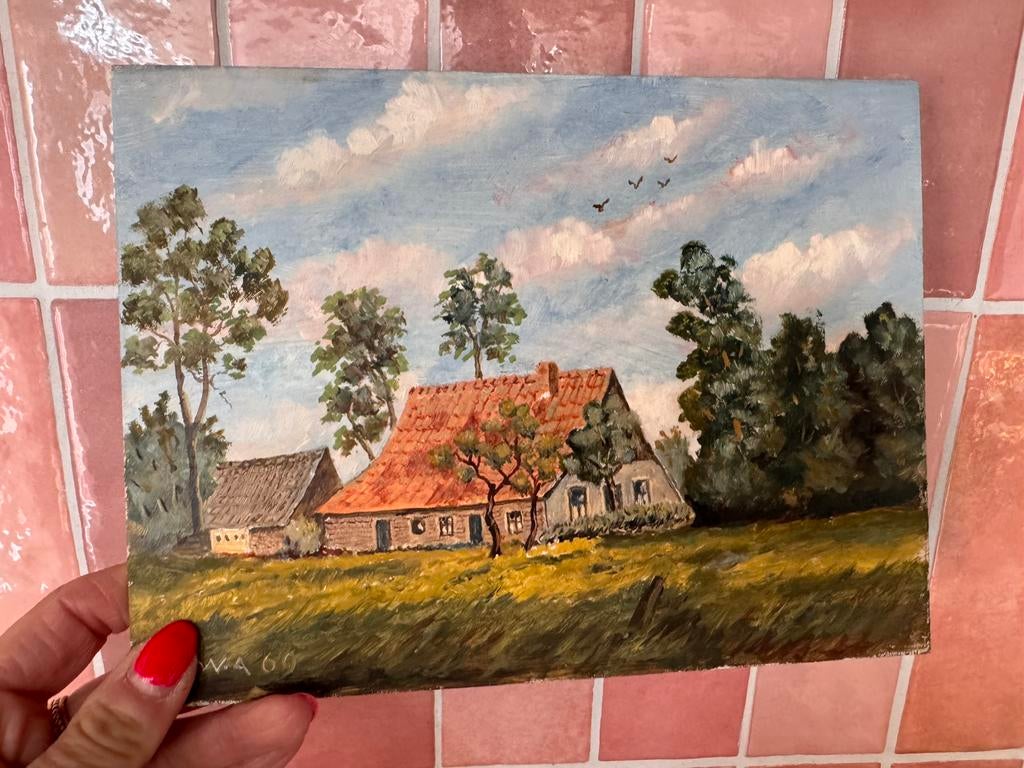 Schilderij boerderij Kotmansweg Enschede - W.H. Aberson, Antiek en Kunst, Kunst | Schilderijen | Klassiek, Ophalen of Verzenden