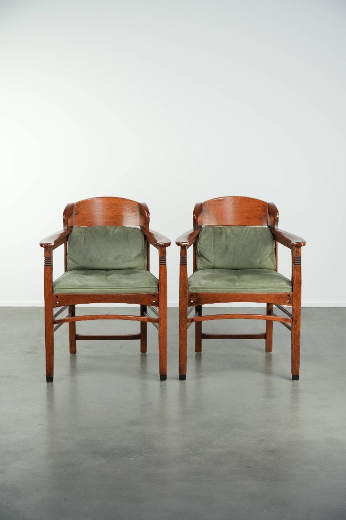 Set van 2 eetkamerstoelen uit de Schuitema Art Nouveau serie, Huis en Inrichting, Ophalen, Hout, Gebruikt, Twee