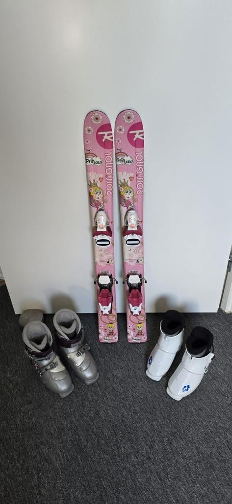 Roze kinder ski set 93 cm en schoenen, Ophalen, Gebruikt, Rossignol, Skiën