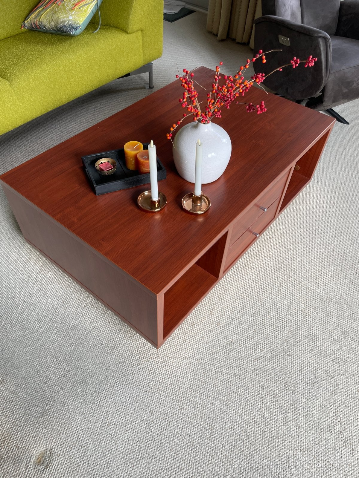 Salontafel met lades en opbergruimte, Ophalen, Gebruikt, 50 tot 100 cm, 100 tot 150 cm