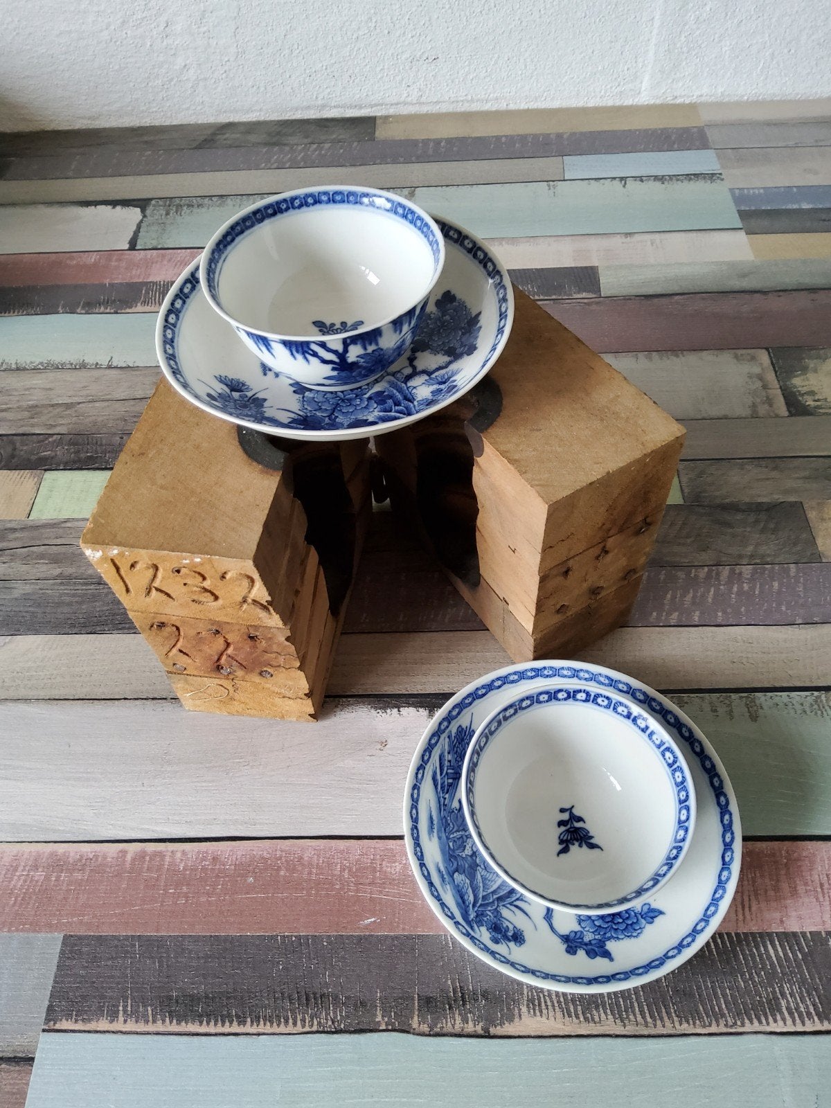 Antiek Chinees porseleinen theeservies - Blauw/Wit, Ophalen of Verzenden
