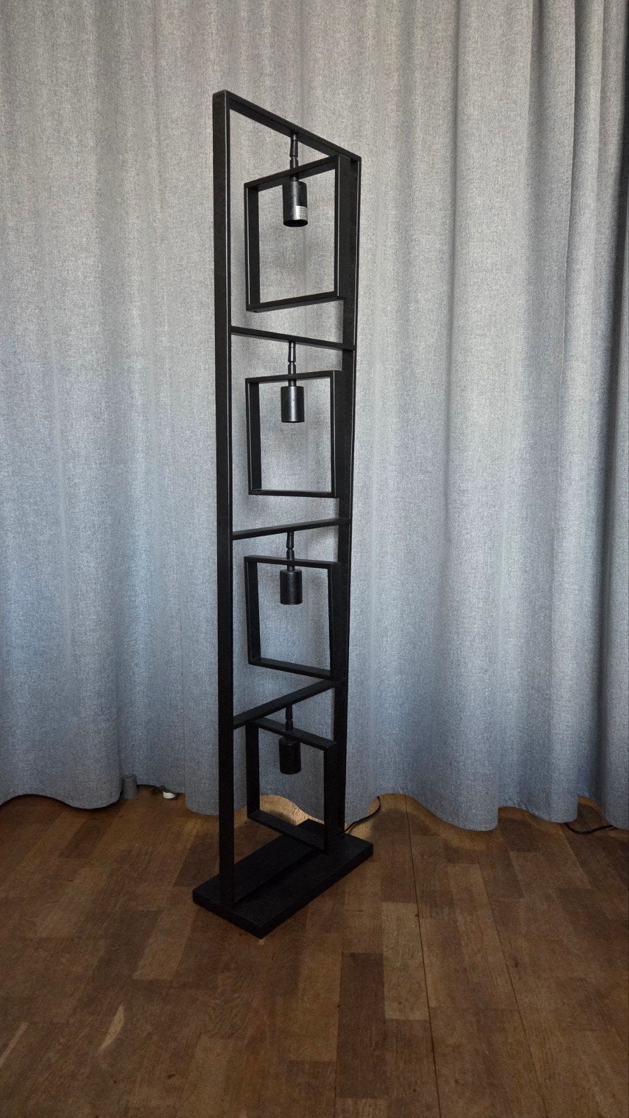 Industriele zwarte staande vloerlamp, Ophalen, Modern, Industrieel, 100 tot 150 cm, E27 (groot)