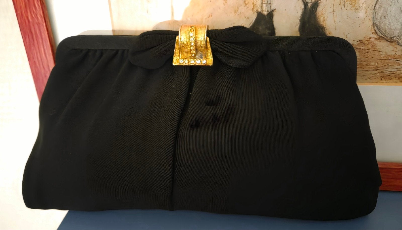 Vintage stoffen damesjas tasje met mooie sluiting, Ophalen of Verzenden