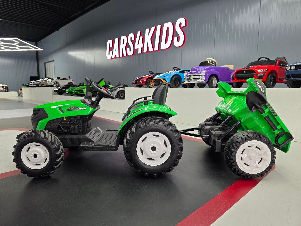 Kindertractor 24 volt - verlichting - elektrische kiepbak-RC, Ophalen of Verzenden, Nieuw, Afstandsbediening