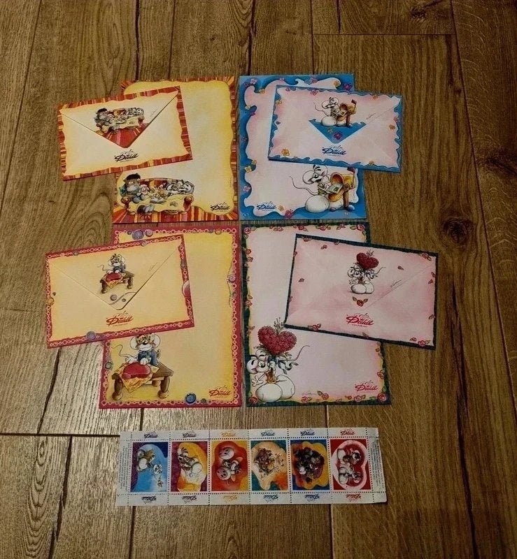 Diddl briefpapier met postzegelstrook, Verzamelen, Ophalen of Verzenden, Diddl, Zo goed als nieuw, Papier, Kaart of Schrift