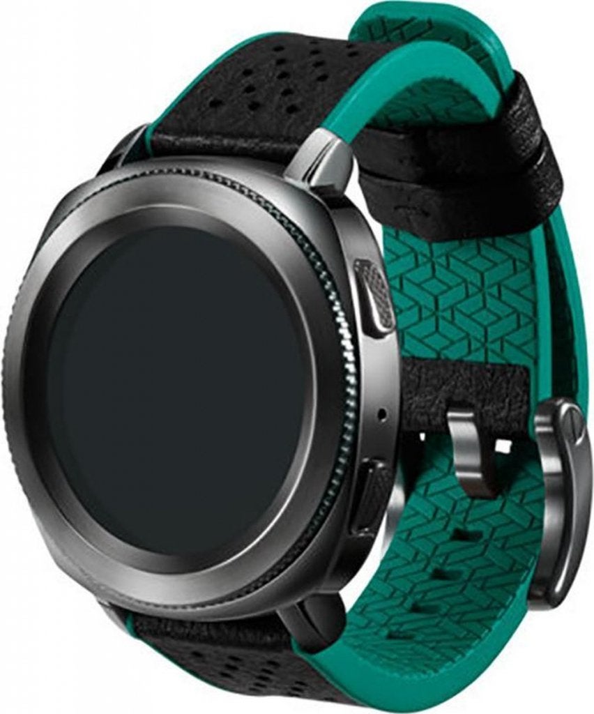 Samsung Rubber/Leer Bandje - 20mm - Zwart/Groen, Bandje, Madefor@samsung.com, Nieuw, Ophalen of Verzenden