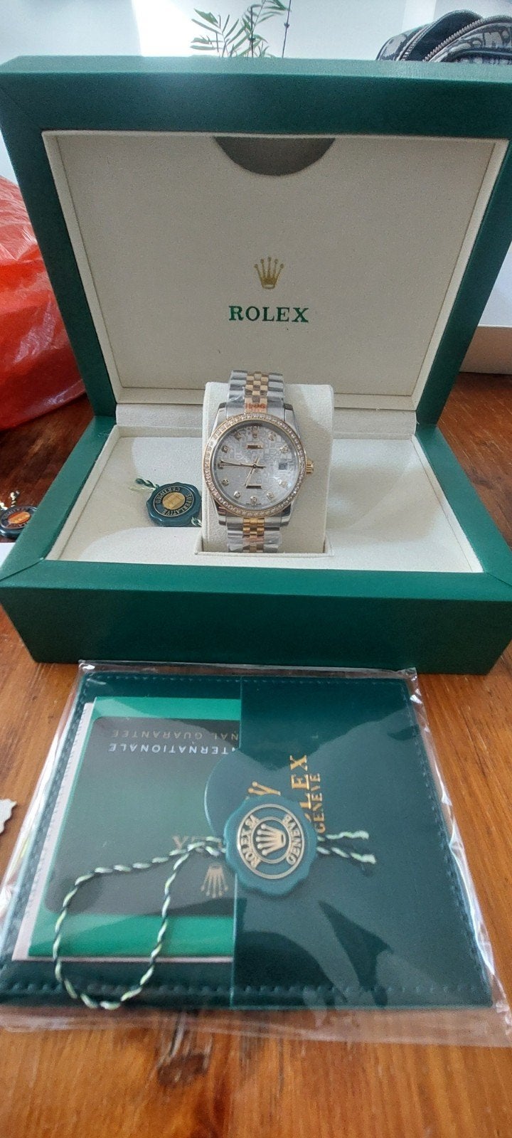 Rolex Datejust Polshorloge Staal/Goud met Diamanten, Antiek en Kunst, Kunst | Overige Kunst, Ophalen of Verzenden