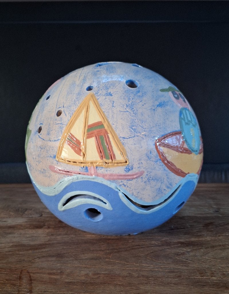 div. keramiek windlicht kunstobject bol lamp waxinelichtje, Ophalen of Verzenden