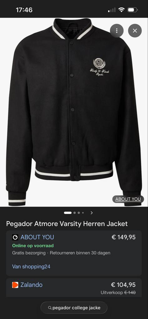 Pegador Atmore Varsity Jacket, Verzenden, Zo goed als nieuw, Maat 52/54 (L), Zwart