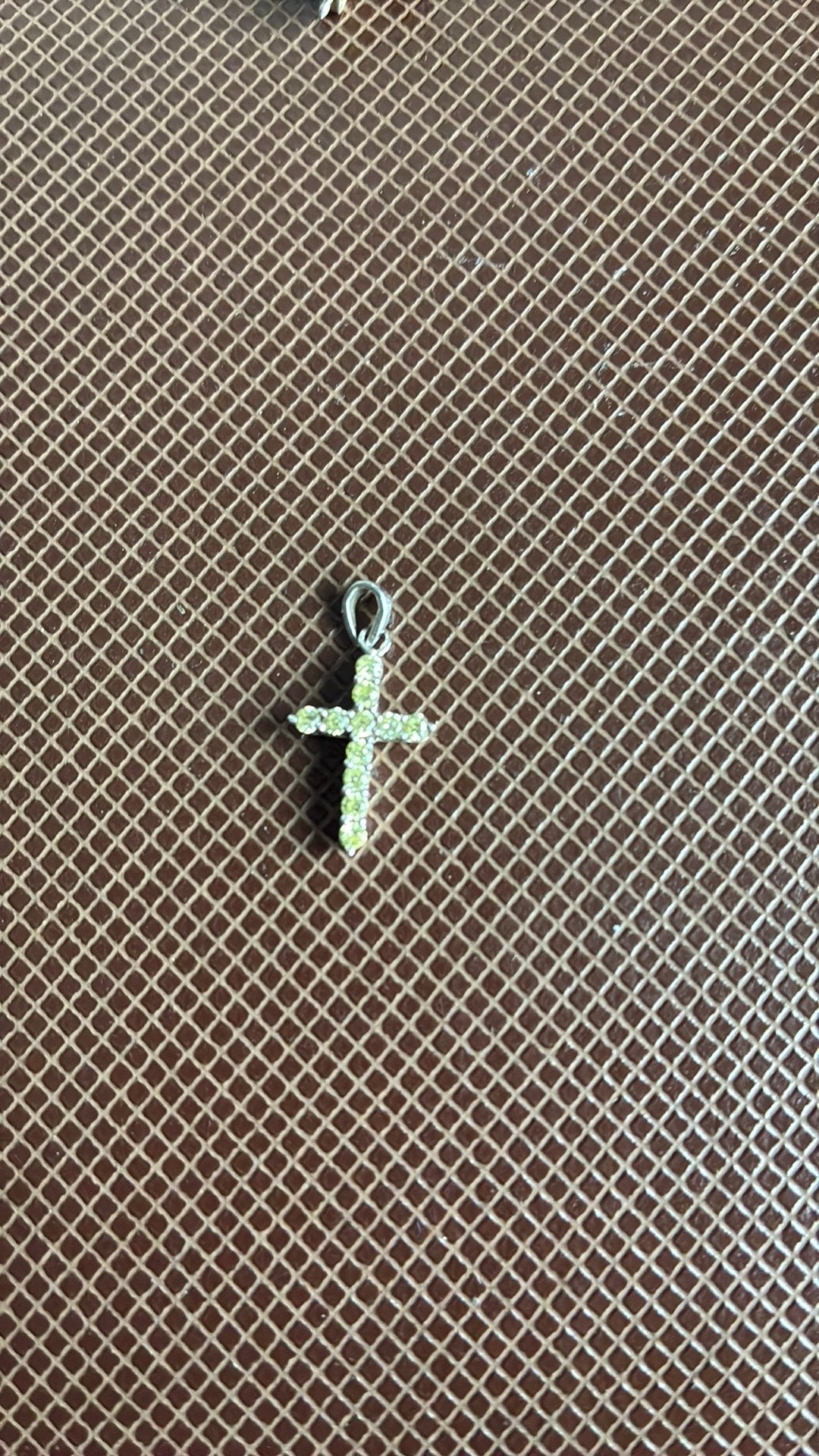 925 Sterling zilver hanger kruisje licht groene strass, Sieraden, Tassen en Uiterlijk, Kettinghangers, Gebruikt, Ophalen of Verzenden