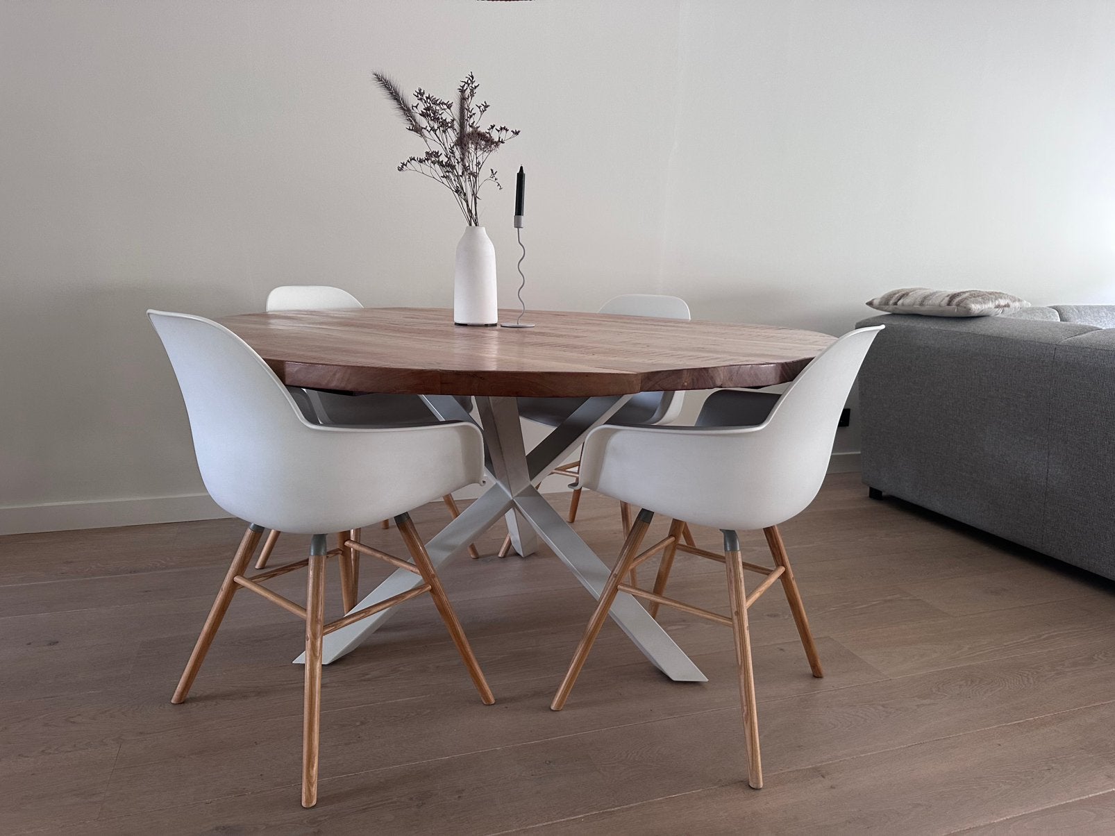Toffe ronde eettafel Scandinavisch 150 cm, Ophalen, 150 tot 200 cm, Rond, Scandinavisch