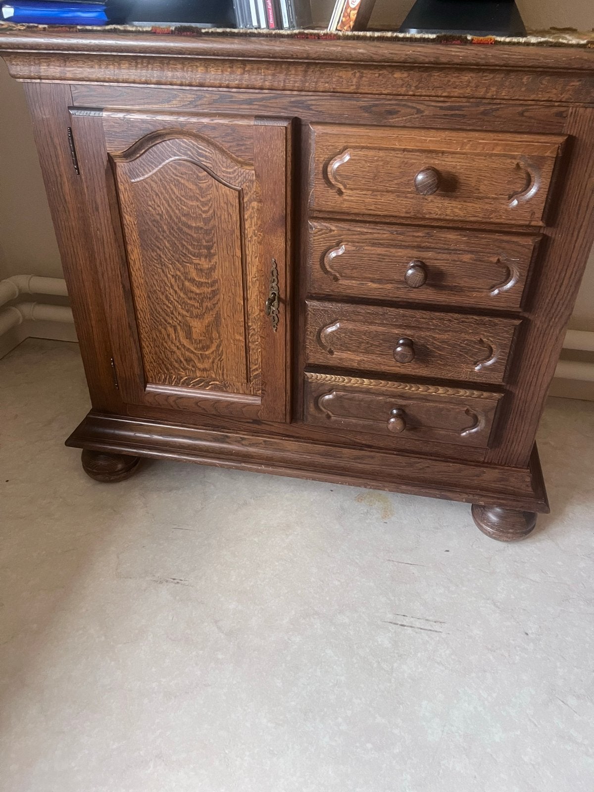 Antieke eikenhouten dressoir met spiegel, Antiek en Kunst, Ophalen