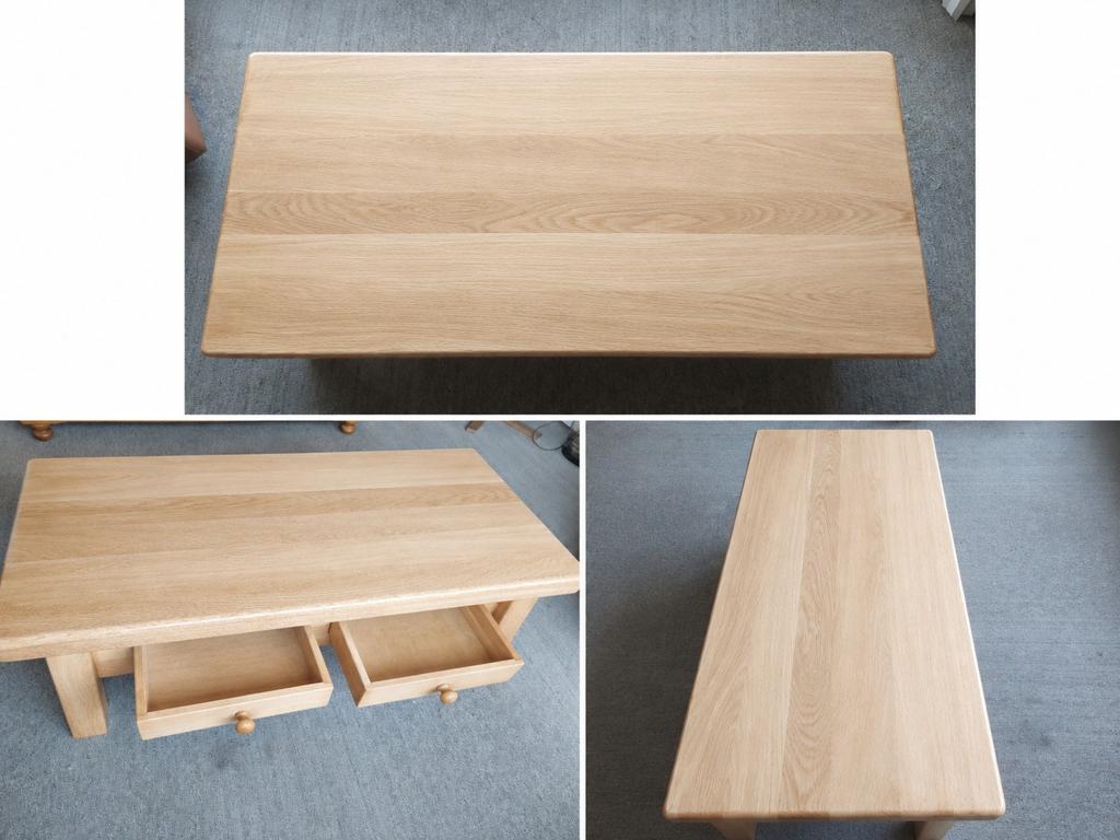 Massief eiken salontafel met twee lades, Huis en Inrichting, Ophalen, 100 tot 150 cm, Eikenhout, 50 tot 100 cm