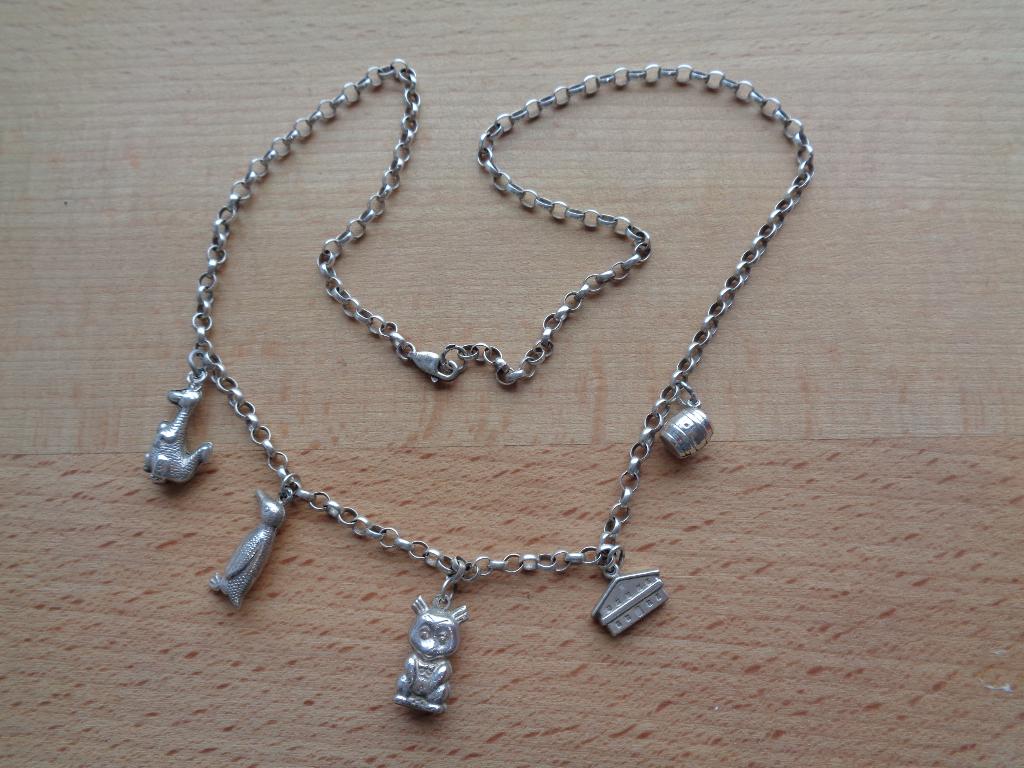 zilveren jasseron ketting met oude bedels [072], Verzenden, Zilver, Ketting