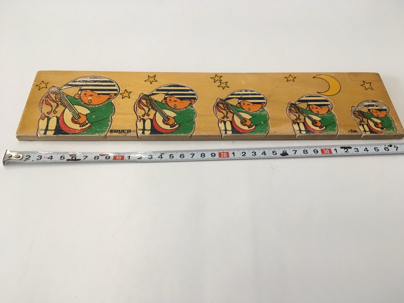 Vintage puzzel Educo banjo, Ophalen of Verzenden, Meer dan 50 stukjes, Gebruikt