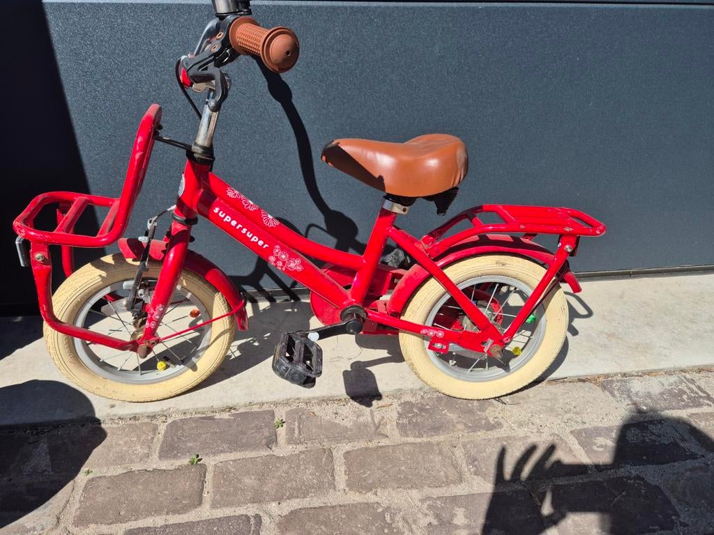 SuperSuper Cooper 12 inch kinderfiets rood, Terugtraprem, Gebruikt, Ophalen of Verzenden, Minder dan 16 inch