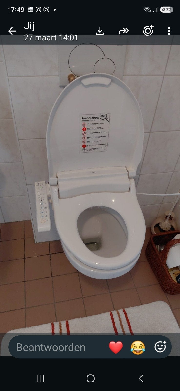Bidet toiletbril met afstandsbediening, Ophalen of Verzenden, Zo goed als nieuw, Toilet