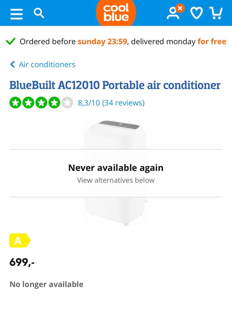 Mobiele airco, Minder dan 60 m³, 3 snelheden of meer, Ophalen of Verzenden, Zo goed als nieuw
