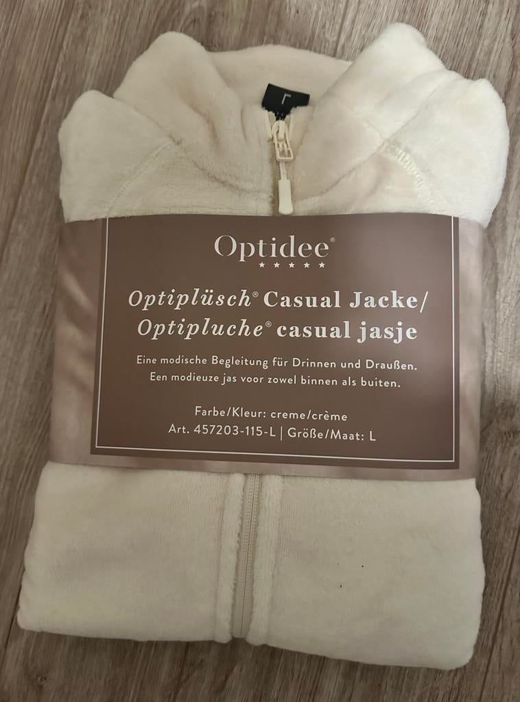 Optidee optipluche jasje creme maat L Nieuw, Ophalen of Verzenden, Nieuw, Maat 42/44 (L), Beige