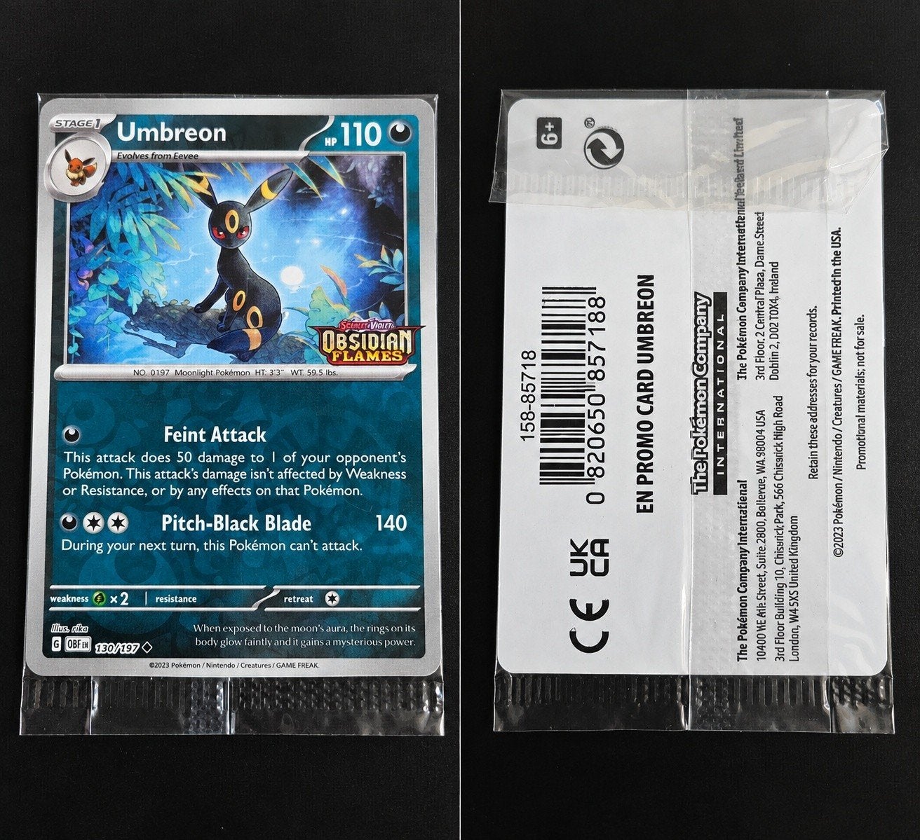 Pokemon Umbreon (Obsidian Flames Stamped), Hobby en Vrije tijd, Ophalen of Verzenden, Nieuw, Losse kaart, Foil