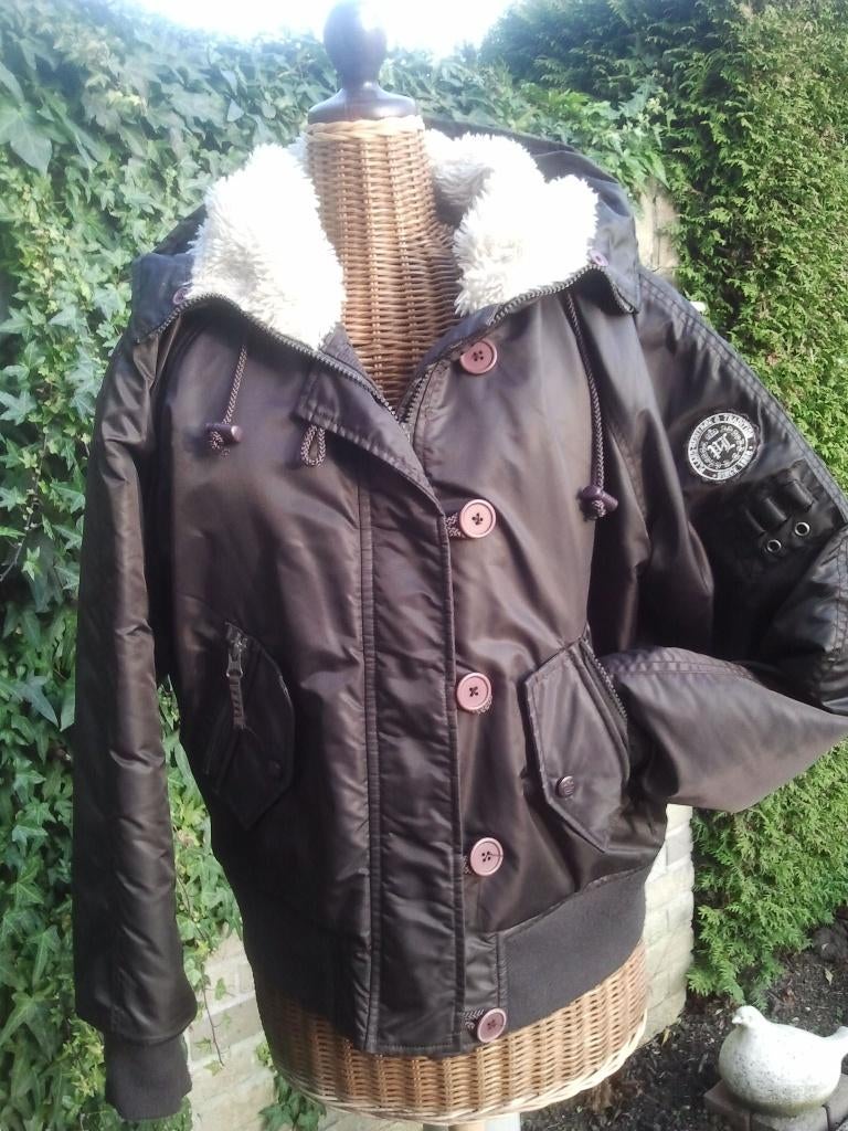 PILOTEN DAMESJACK VAN PL LAND, Kleding | Dames, Jassen | Winter, Zo goed als nieuw, Maat 42/44 (L), Bruin, Ophalen of Verzenden