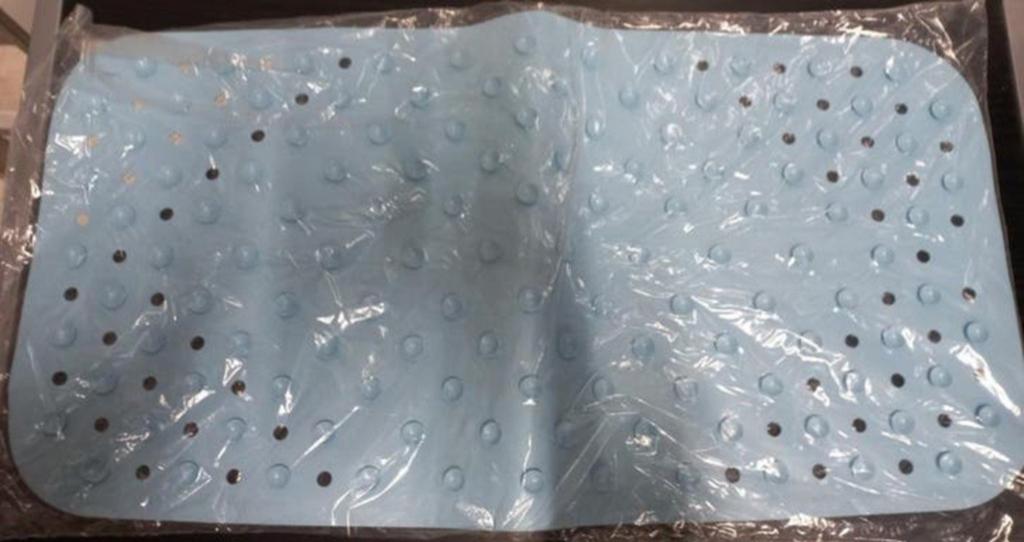 Lichtblauwe rubberen badmat 38x72 cm met antislip, Ophalen of Verzenden, Nieuw
