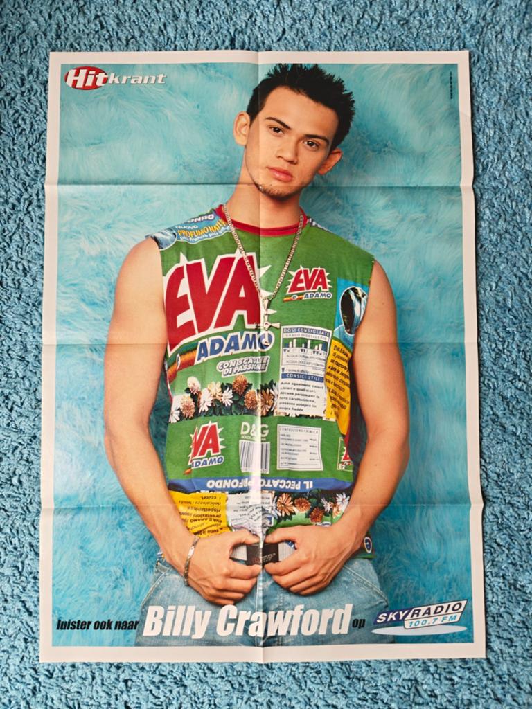 Vintage Billy Crawford poster hitkrant, Rechthoekig Staand, Nieuw, Ophalen of Verzenden, A1 t/m A3