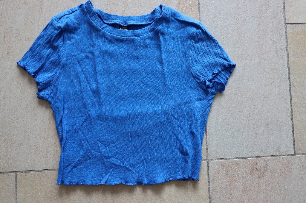 Shein shirtje kobalt blauw S, Ophalen, Blauw, Zo goed als nieuw, Korte mouw