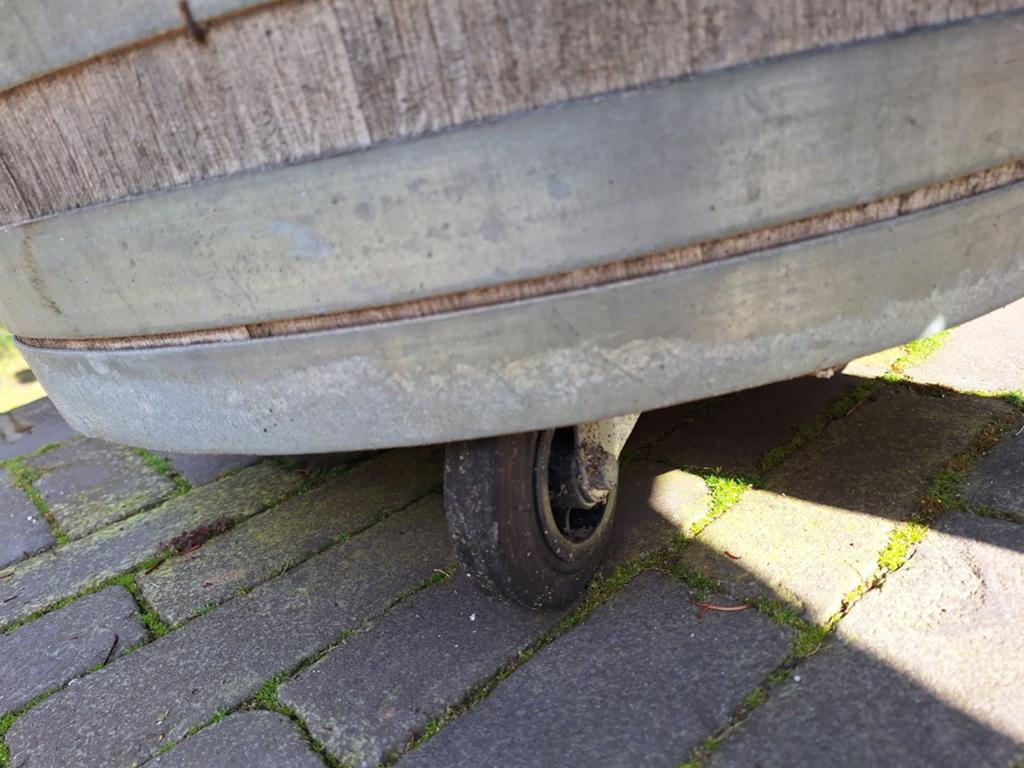 Groot whiskyvat wijnvat van eikenhout incl gratis kist, Tuin en Terras, Bloembakken en Plantenbakken, Ophalen, Rond, Zo goed als nieuw