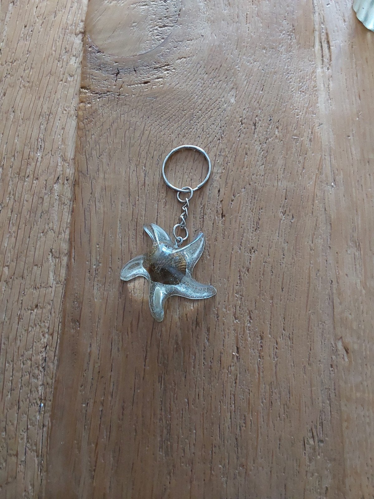 Epoxy sleutelhanger zeester met schelp, Ophalen of Verzenden