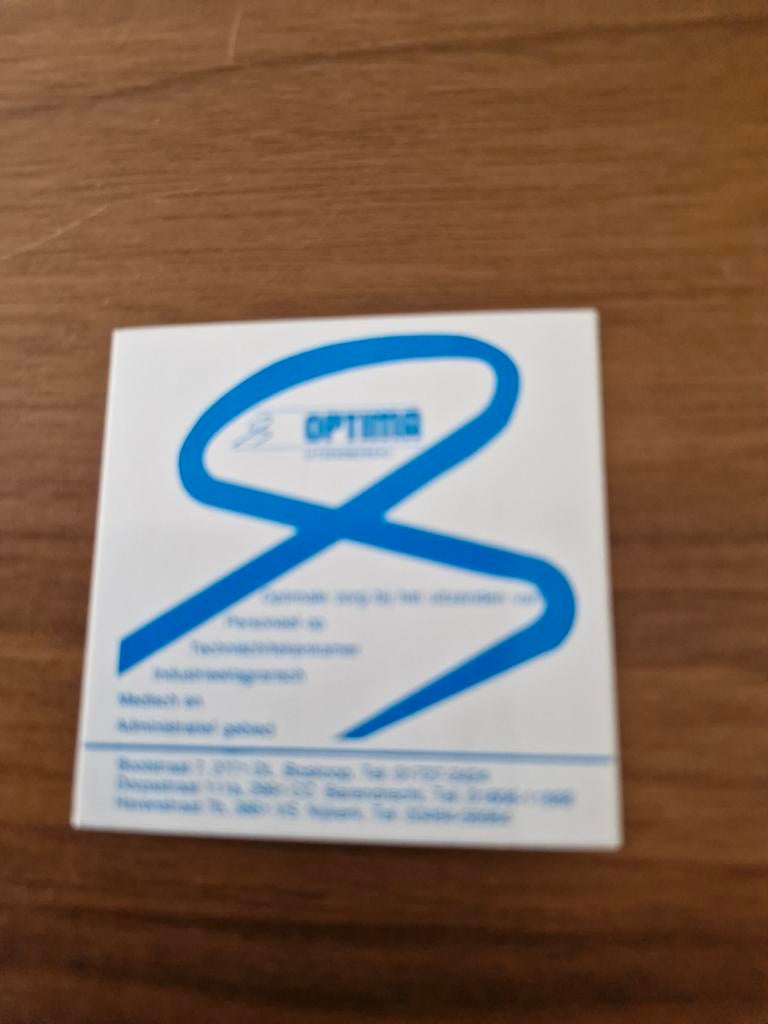 7821 Sticker Optima Uitzendbureau, Verzamelen, Stickers, Ophalen of Verzenden