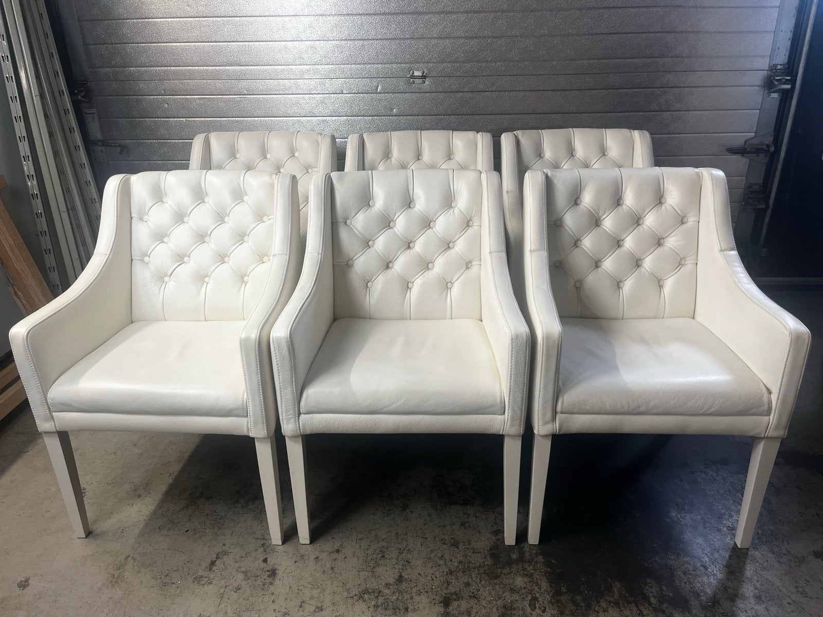 6 nette witte eetkamerstoelen met armleuningen, Huis en Inrichting, Ophalen, Gebruikt, Wit, A