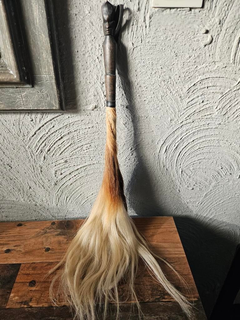 Vintage Afrikaanse Vliegenmepper met Houten Handvat, Ophalen of Verzenden