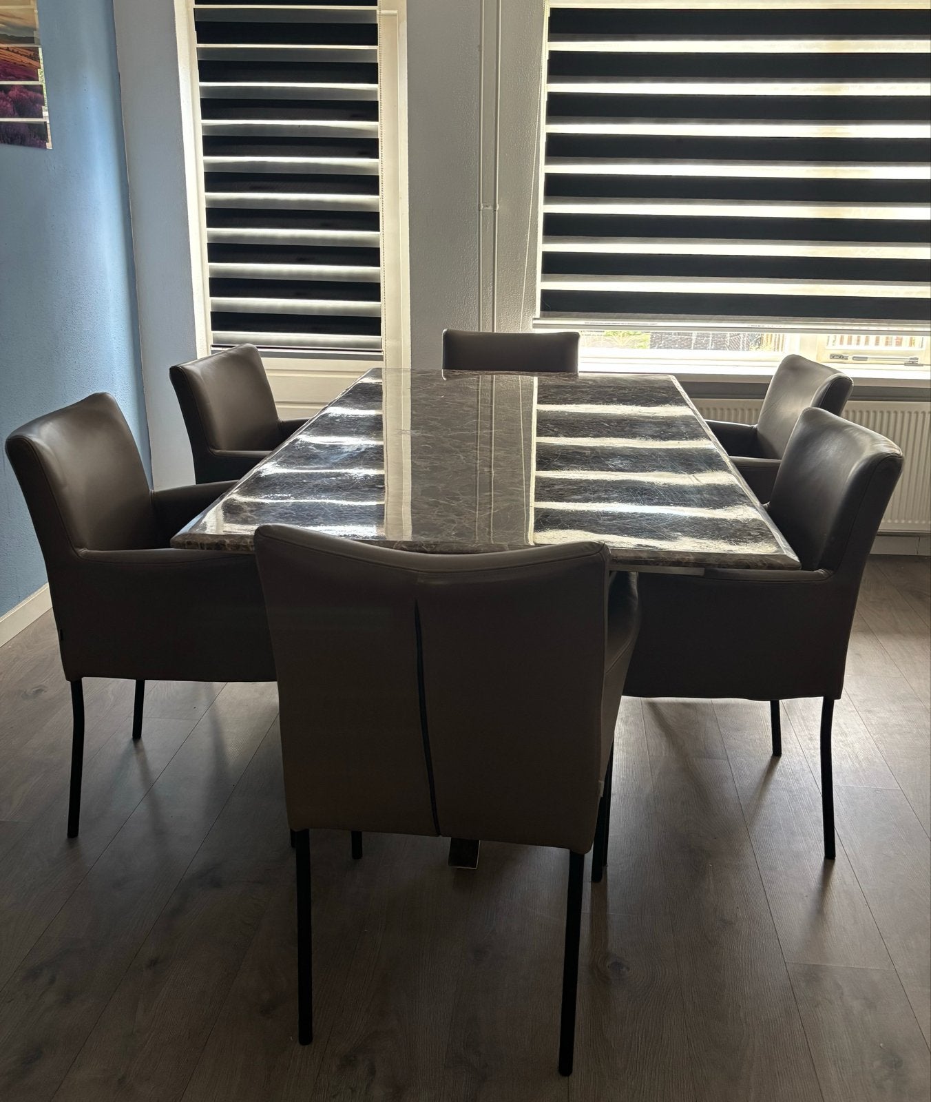 Moderne eettafel marmer, Ophalen, Overige materialen, 50 tot 100 cm, Zo goed als nieuw