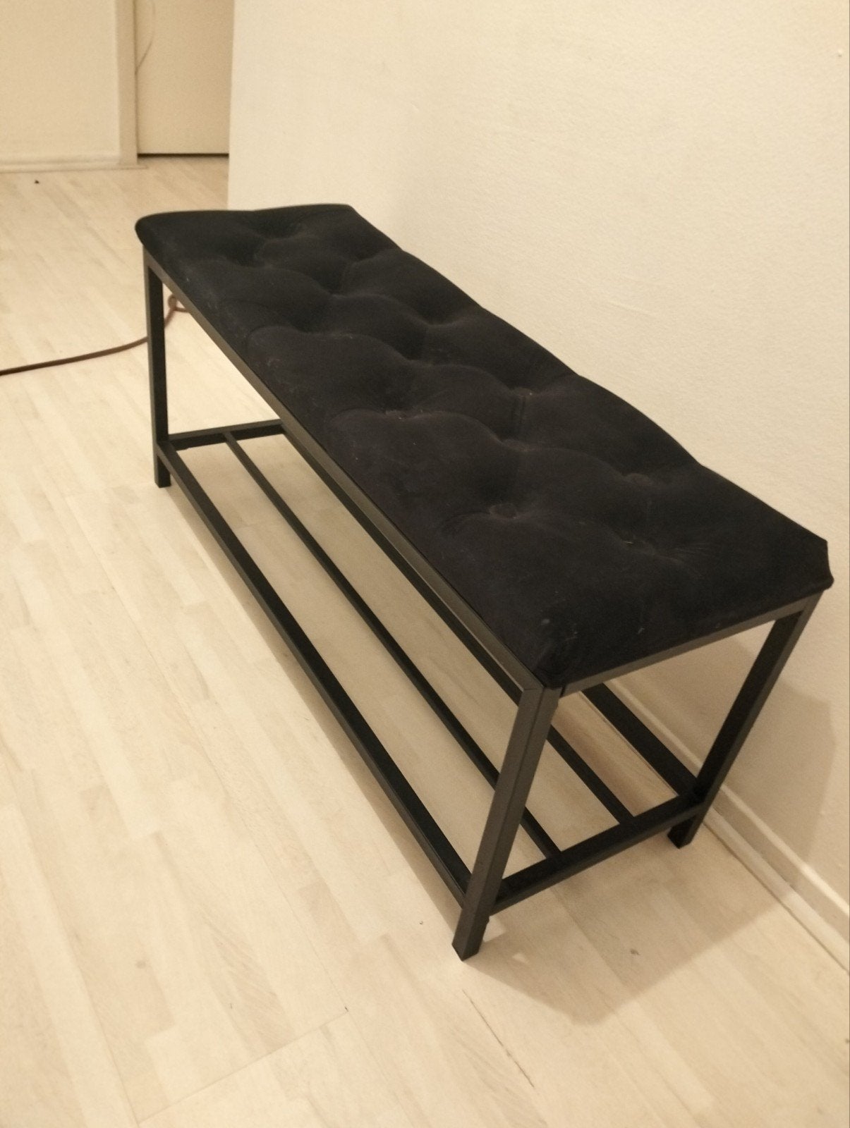 Zwart bankje met schoenenrek - zo goed als nieuw, Huis en Inrichting, Ophalen, Zo goed als nieuw