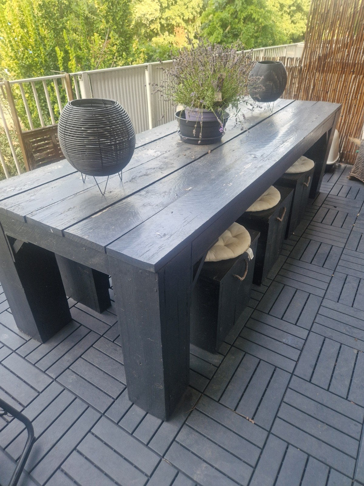 Grote houten tuintafel met verf inbegrepen gratis, Tuin en Terras, Tuintafels, Ophalen, Gebruikt, Rechthoekig, Hout