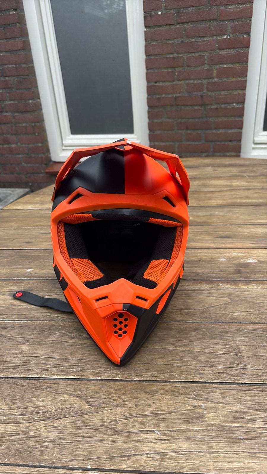Crosshelm Raven XS 53-54cm - Oranje/Zwart met hoes, Ophalen of Verzenden