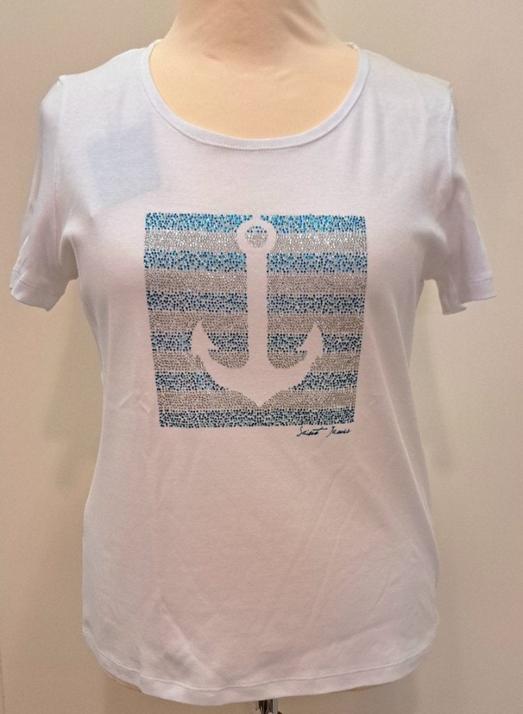 Saint James Nautic T-shirt met ankerprint, Kleding | Dames, Saint James, Wit, Nieuw, Shirt of Top