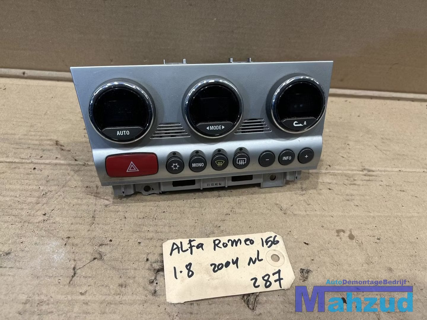 ALFA ROMEO 156 Kachel bedieningspaneel 1997-2005, Gebruikt, Dpofca@stellantis.com, Stellantis Europe S.p.A., Ophalen of Verzenden