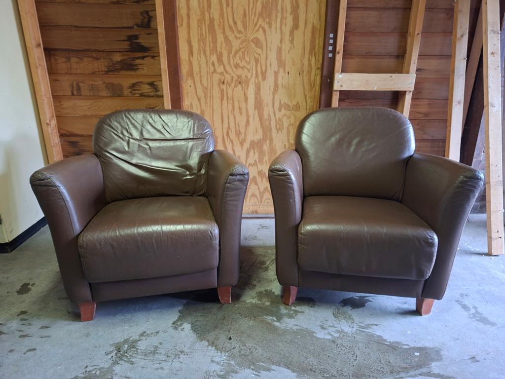 Twee oude fauteuils, Ophalen, Gebruikt, 75 tot 100 cm, 50 tot 75 cm