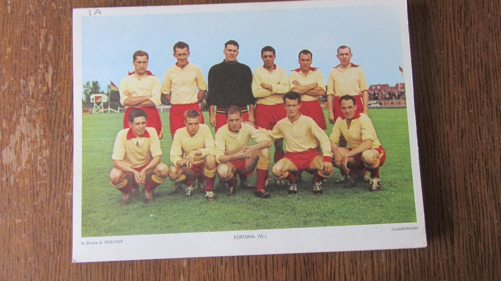 esso voetbalplaten 1eDivisie A 1958-1959 16 x, 1960 tot 1980, Gebruikt, Foto, Ophalen of Verzenden