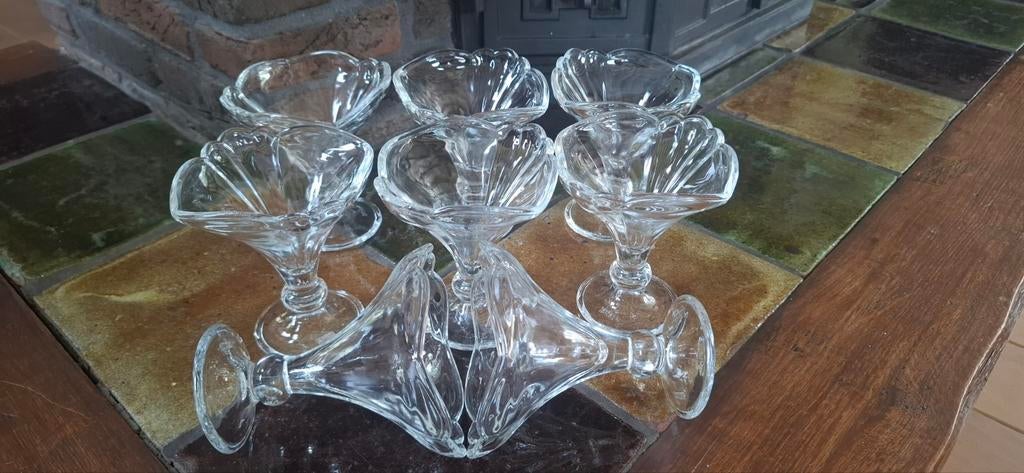 8-delige glazen toetjes schaaltjes, Antiek en Kunst, Ophalen of Verzenden